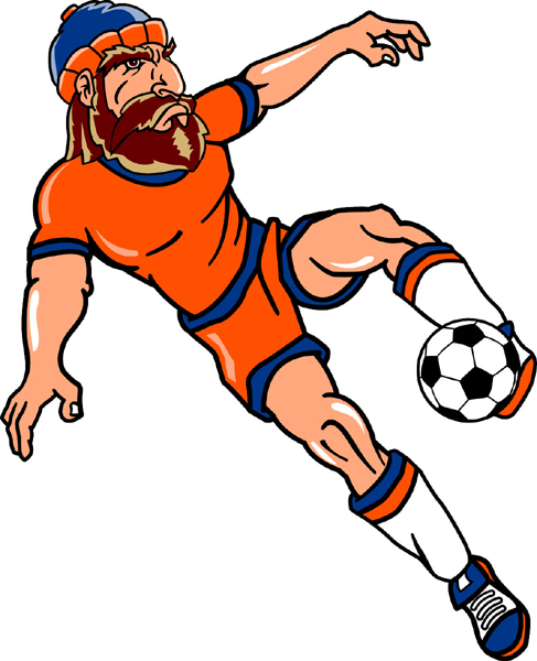 Lumberjack soccer player team mascot color vinyl sports sticker. Customize on line. Lumberjack Soccer